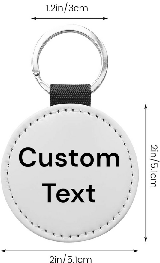 Custom Double-Sided Leather Keychain – 2" Round, Laser Engraved