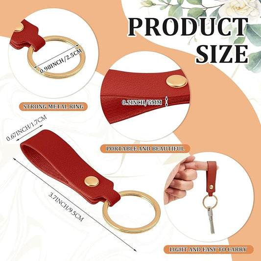 PU Leather Keychain – Blank Laser Engraving Key Fob with Key Rings (3.7 x 0.7 Inches, Multicolor)