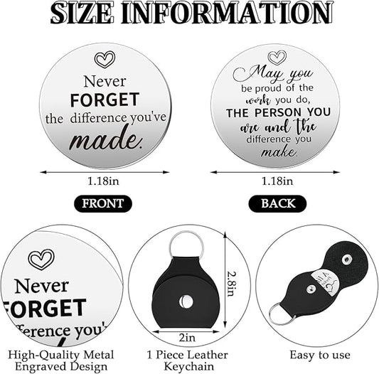 Pocket Hug Token – Double-Sided Stainless Steel Keepsake with PU Leather Keychain