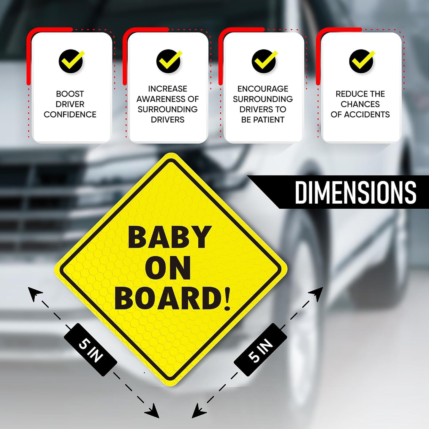 Magnetic “Baby on Board” Sticker in a vibrant yellow color