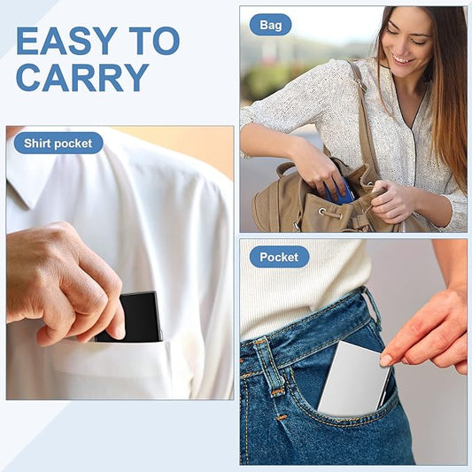 Personalized Stainless Steel RFID Credit Card Holder – Custom Engraved Metal Wallet with 6 Slots (Silver, Black, Blue)