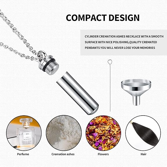 Personalized Laser-Engraved Urn Necklace – Stainless Steel Cylinder Keepsake