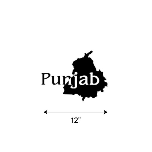 “Punjab” Text UV Decal – 12” Black & White with Integrated Map Design