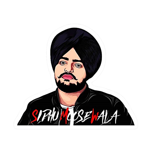 10" colored Sidhu Moosewala sticker with his name written at the bottom