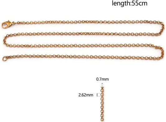 10 Colors Brass Necklace Chains 21 Inch Link Cable Chain Necklace with Lobster Clasps - with a pendant of choice