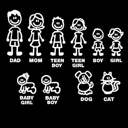 Custom-designed family car decals - Typically ranges from 2"–6" tall per figure