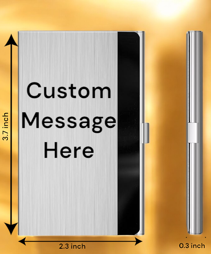 MaxGear Personalized Metal Business Card Holder – Silver Mirror Finish
