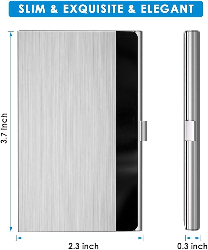 MaxGear Personalized Metal Business Card Holder – Silver Mirror Finish