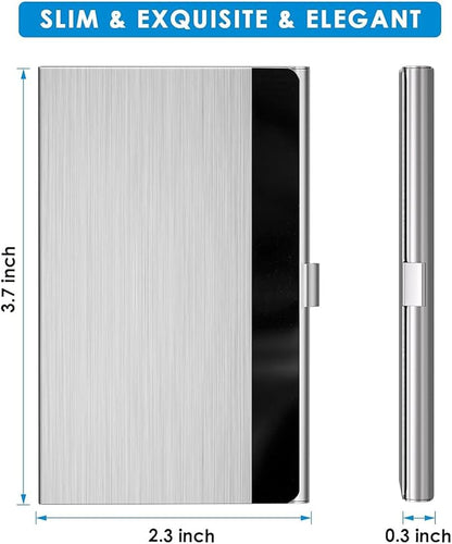 MaxGear Personalized Metal Business Card Holder – Silver Mirror Finish