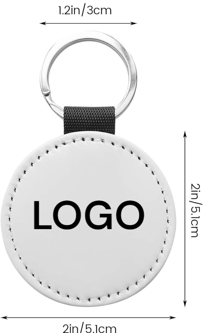 Custom Double-Sided Leather Keychain – 2" Round, Laser Engraved