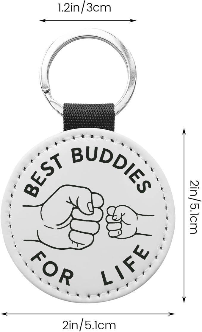 Custom Double-Sided Leather Keychain – 2" Round, Laser Engraved