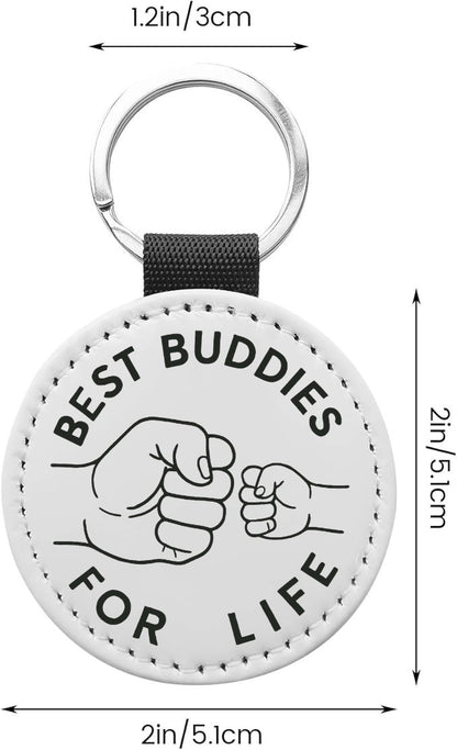 Custom Double-Sided Leather Keychain – 2" Round, Laser Engraved