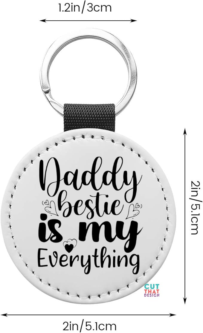 Custom Double-Sided Leather Keychain – 2" Round, Laser Engraved