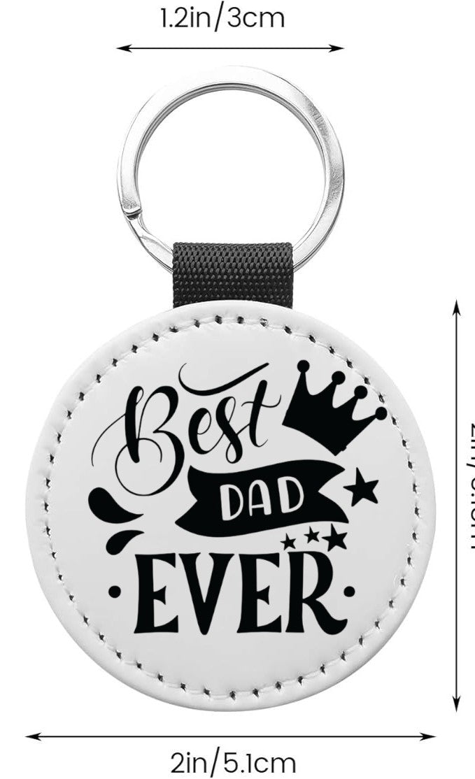 Custom Double-Sided Leather Keychain – 2" Round, Laser Engraved