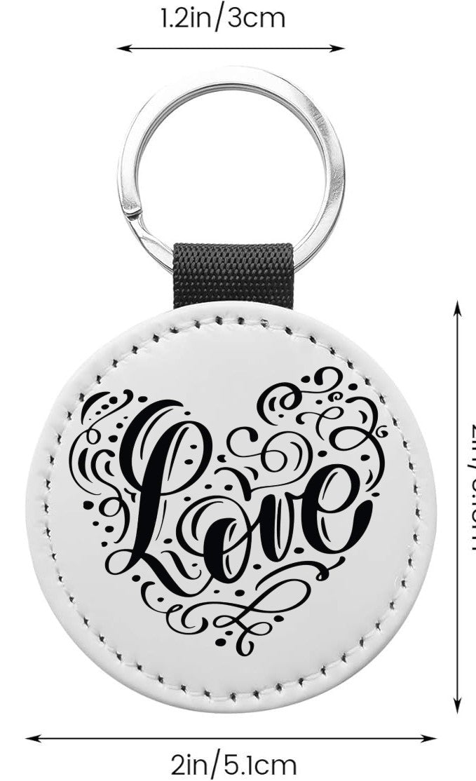 Custom Double-Sided Leather Keychain – 2" Round, Laser Engraved