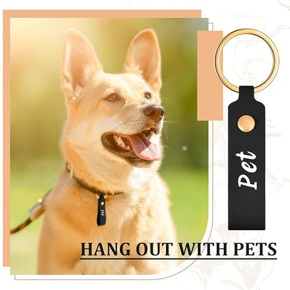 PU Leather Keychain – Blank Laser Engraving Key Fob with Key Rings (3.7 x 0.7 Inches, Multicolor)