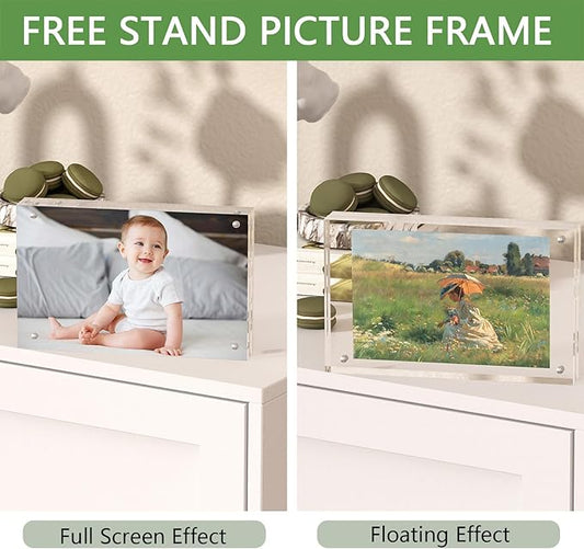 4x6 Magnetic Acrylic Picture Frame – Double-Sided, Freestanding