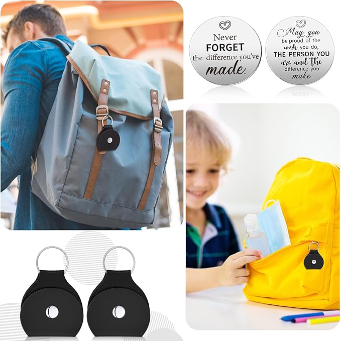 Pocket Hug Token – Double-Sided Stainless Steel Keepsake with PU Leather Keychain