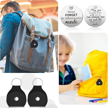 Pocket Hug Token – Double-Sided Stainless Steel Keepsake with PU Leather Keychain