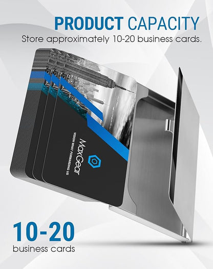 MaxGear Personalized Metal Business Card Holder – Silver Mirror Finish