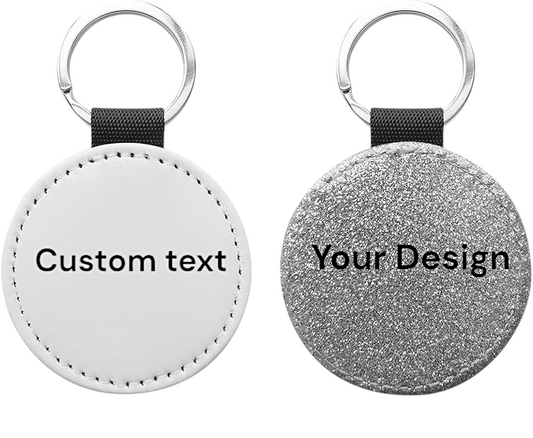 Custom Double-Sided Leather Keychain – 2" Round, Laser Engraved