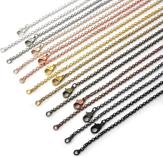 10 Colors Brass Necklace Chains 21 Inch Link Cable Chain Necklace with Lobster Clasps - with a pendant of choice