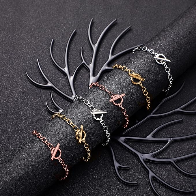 Stainless Steel Bracelet Chains with OT Toggle Clasp – Silver, Gold & Rose Gold – Women’s Bracelets