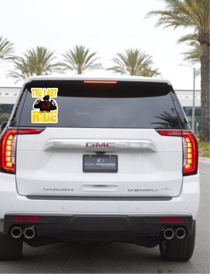 10" Sidhu Moosewala colored car decal with "THE LAST RIDE" written in yellow