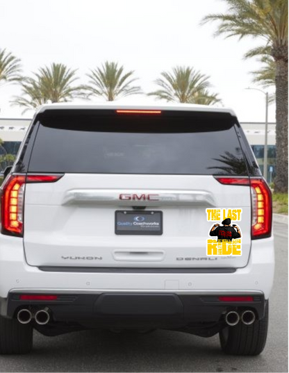 10" Sidhu Moosewala colored car decal with "THE LAST RIDE" written in yellow