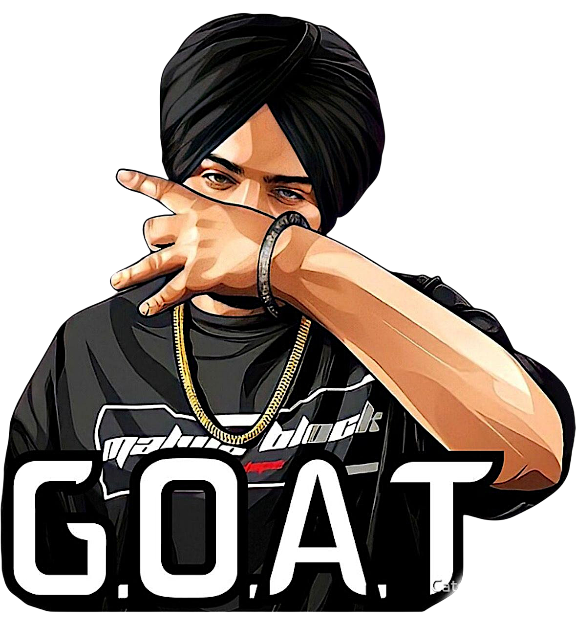 10" Sidhu Moosewala colored car decal with "GOAT" written underneath