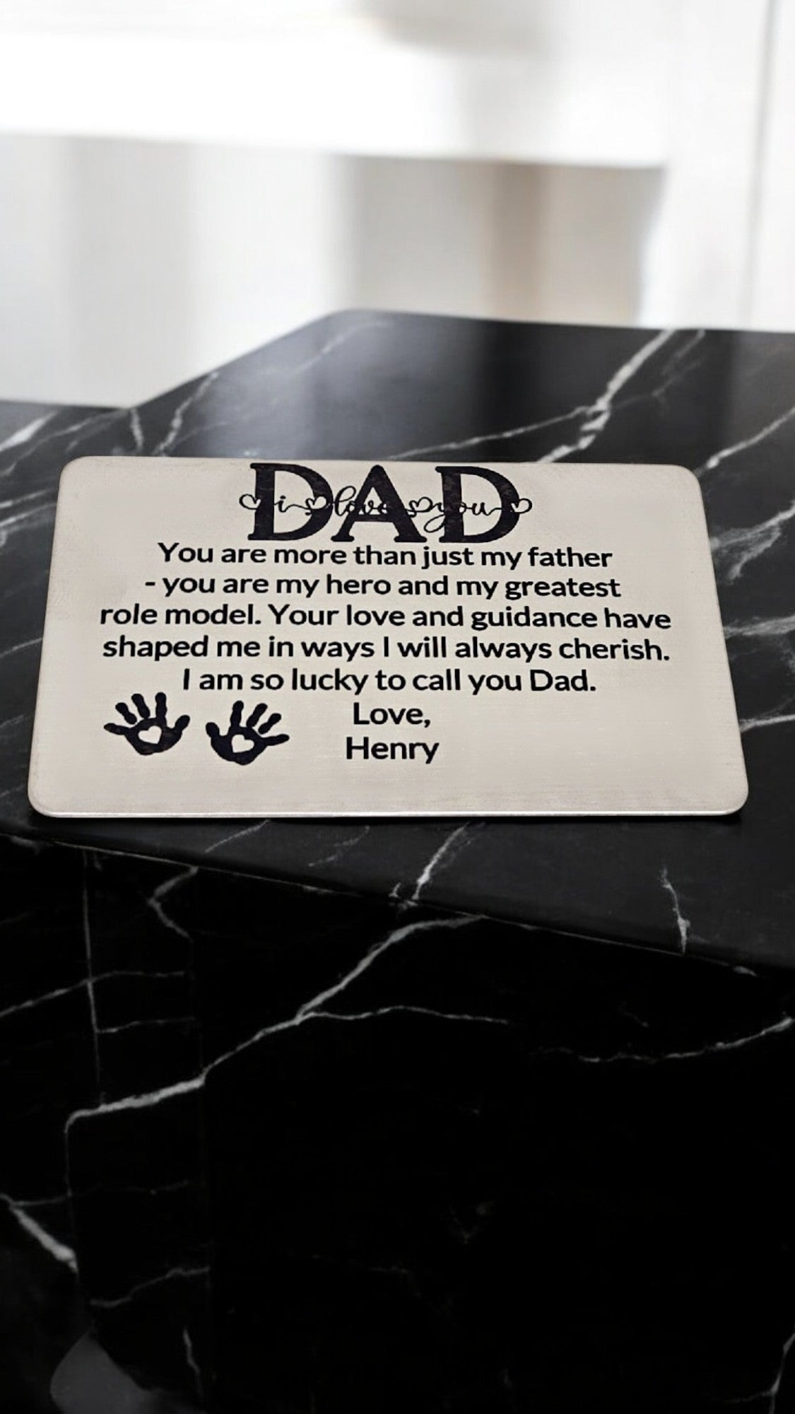 Personalized Metal Wallet Message Card – Custom Engraved Note or Quote