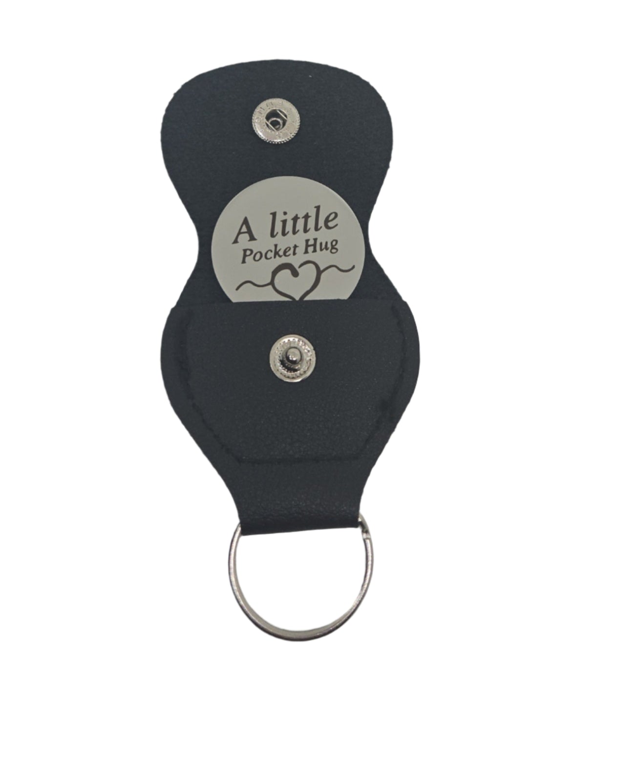 Pocket Hug Token – Double-Sided Stainless Steel Keepsake with PU Leather Keychain