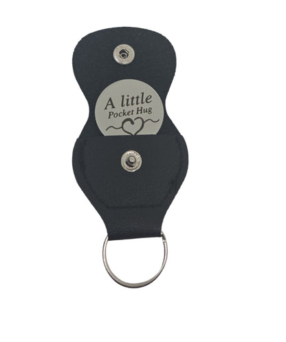 Pocket Hug Token – Double-Sided Stainless Steel Keepsake with PU Leather Keychain