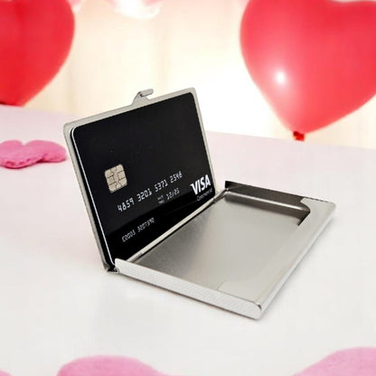 MaxGear Personalized Metal Business Card Holder – Silver Mirror Finish