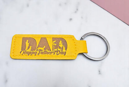 Personalized Laser-Engraved PU Leather Keychain – Solid Color
