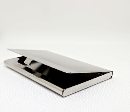 MaxGear Personalized Metal Business Card Holder – Silver Mirror Finish