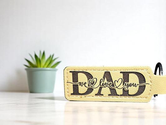 Personalized Laser-Engraved PU Leather Keychain – Solid Color
