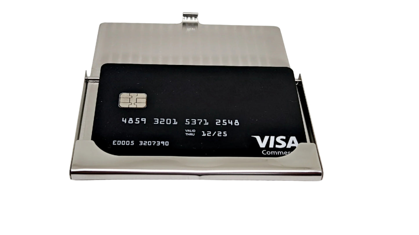 MaxGear Personalized Metal Business Card Holder – Silver Mirror Finish