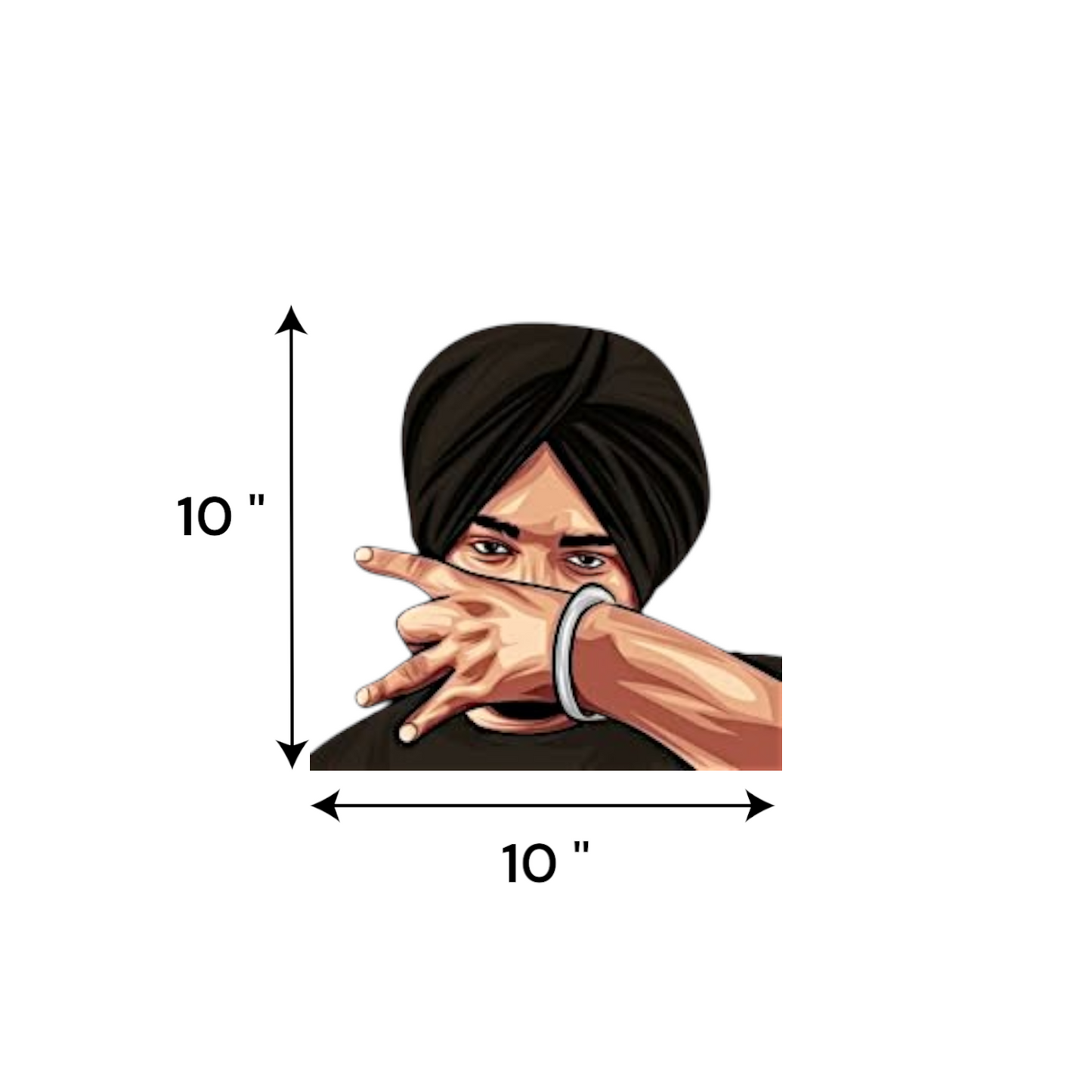 Sidhu Moosewala UV Car Sticker - Permanent UV Decals 10 inches height