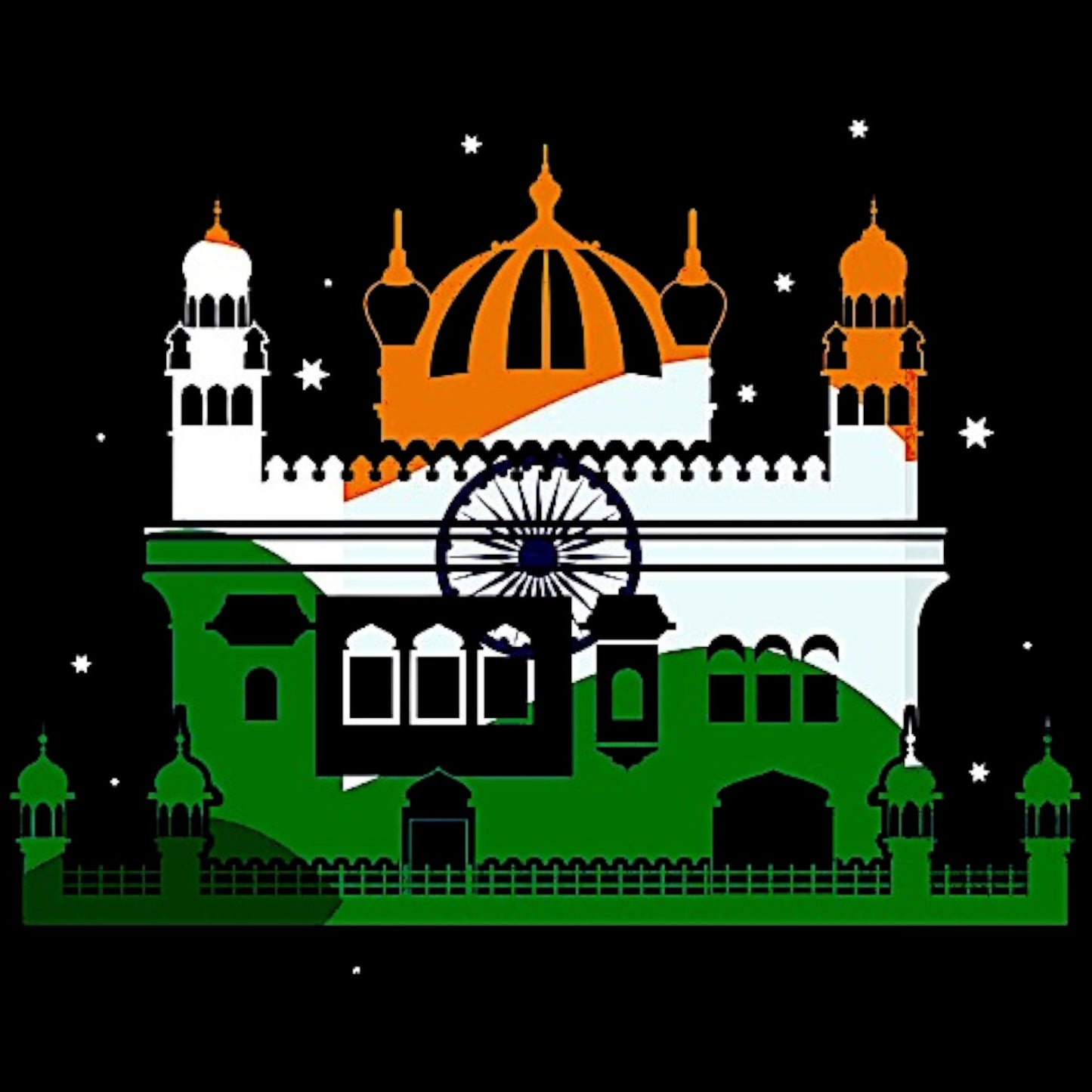 10" Golden Temple UV decal featuring Indian flag colors