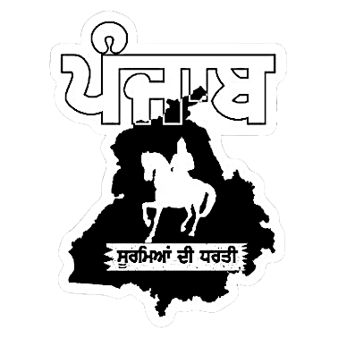 Punjab Map UV Decal – 10” Black with White Horseback Warrior & Punjabi phrase "ਪੰਜਾਬ ਸੂਰਮਿਆਂ ਦੀ ਧਰਤੀ"