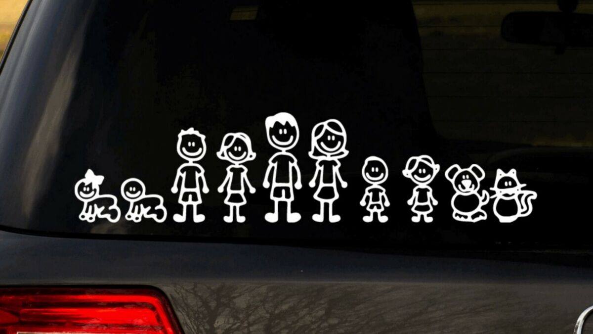 Custom-designed family car decals - Typically ranges from 2"–6" tall per figure